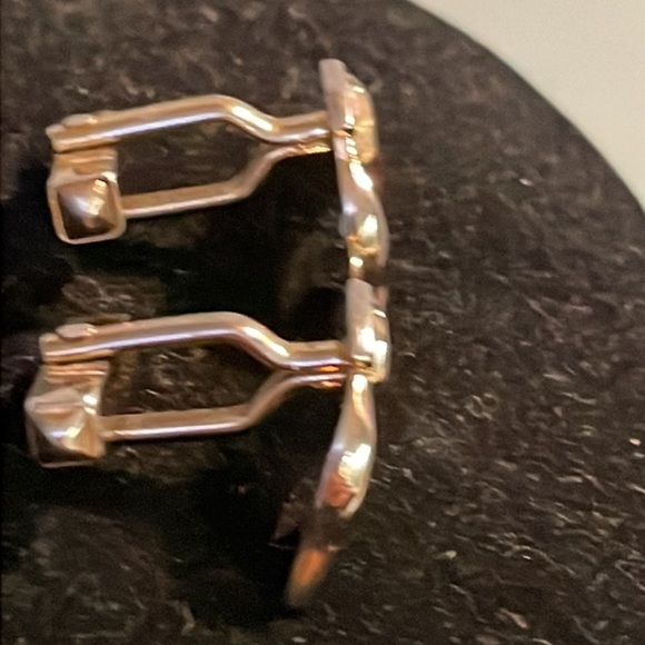 Vintage 1940s Art Deco Swank gold plated salmon fish sea toggle back cuff links - Picture 8 of 12